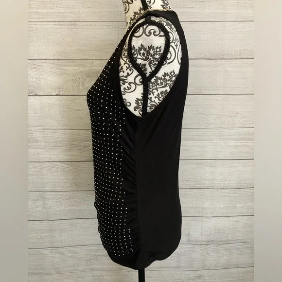 Rebecca Minkoff | Women’s Black Sleeveless Blouse With Rhinestones - Picture 3 of 7
